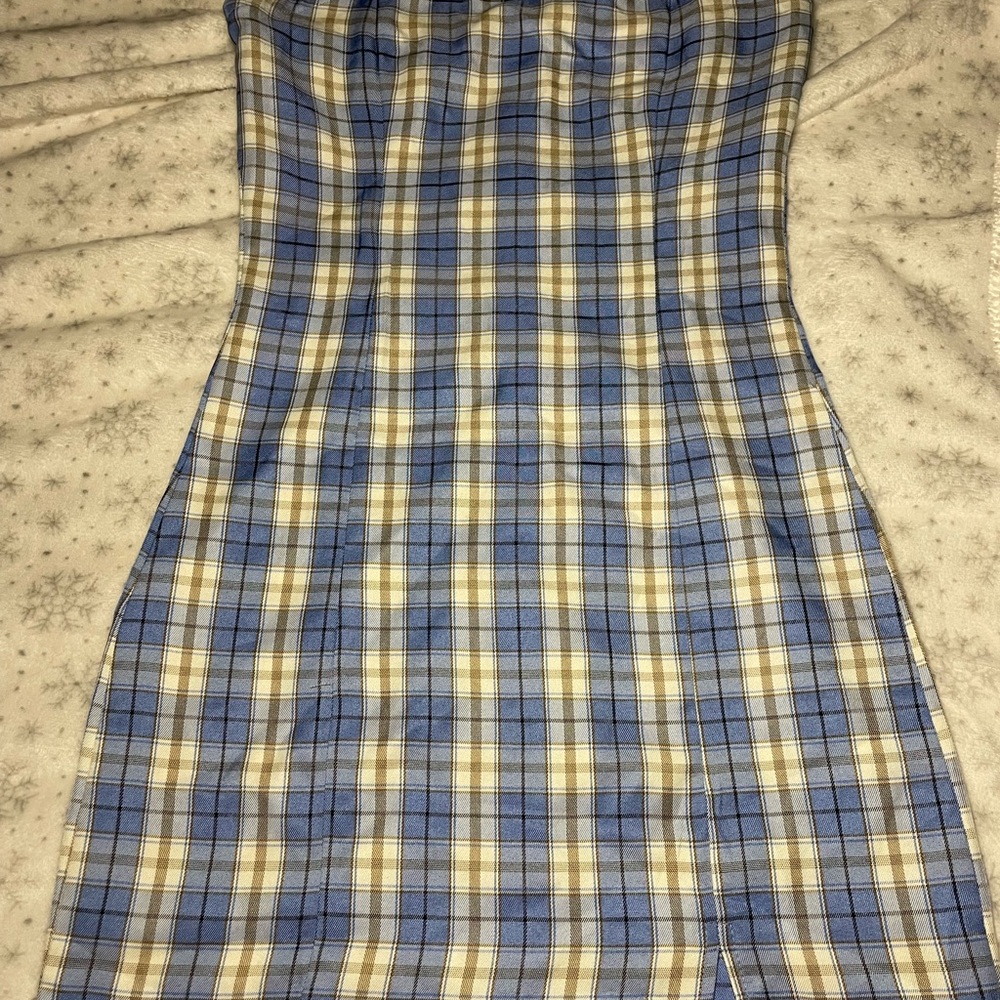 Plaid Blue and Beige Women's Skirt